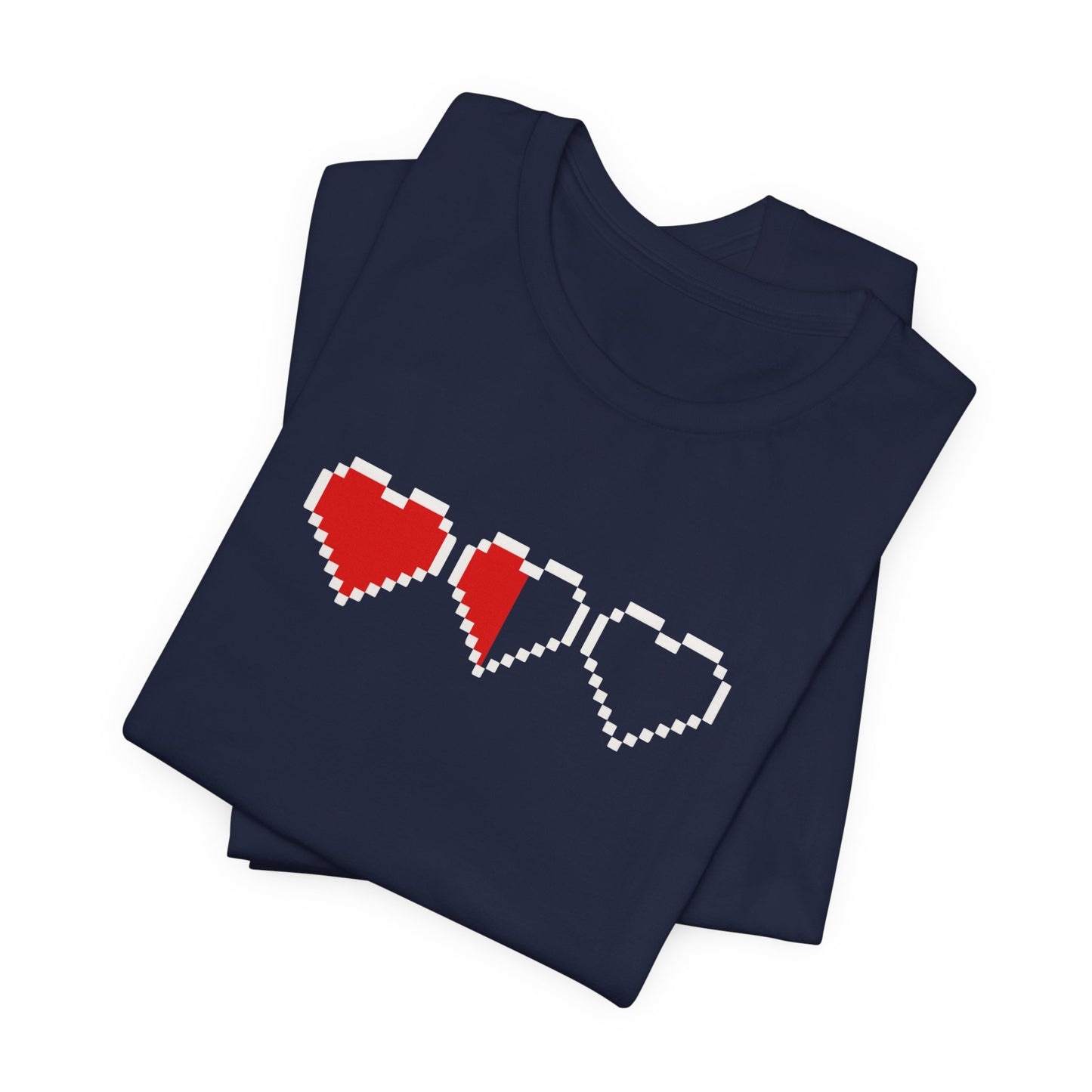 Pixel Heart Tee — Low Battery Love T‑Shirt