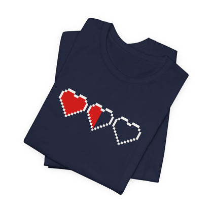 Pixel Heart Tee — Low Battery Love T‑Shirt