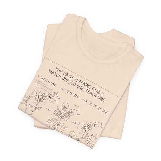 Learning Cycle T-Shirt — Botanical Graphic Tee with Comic Text