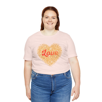 Gold Glitter Love Heart Graphic Tee