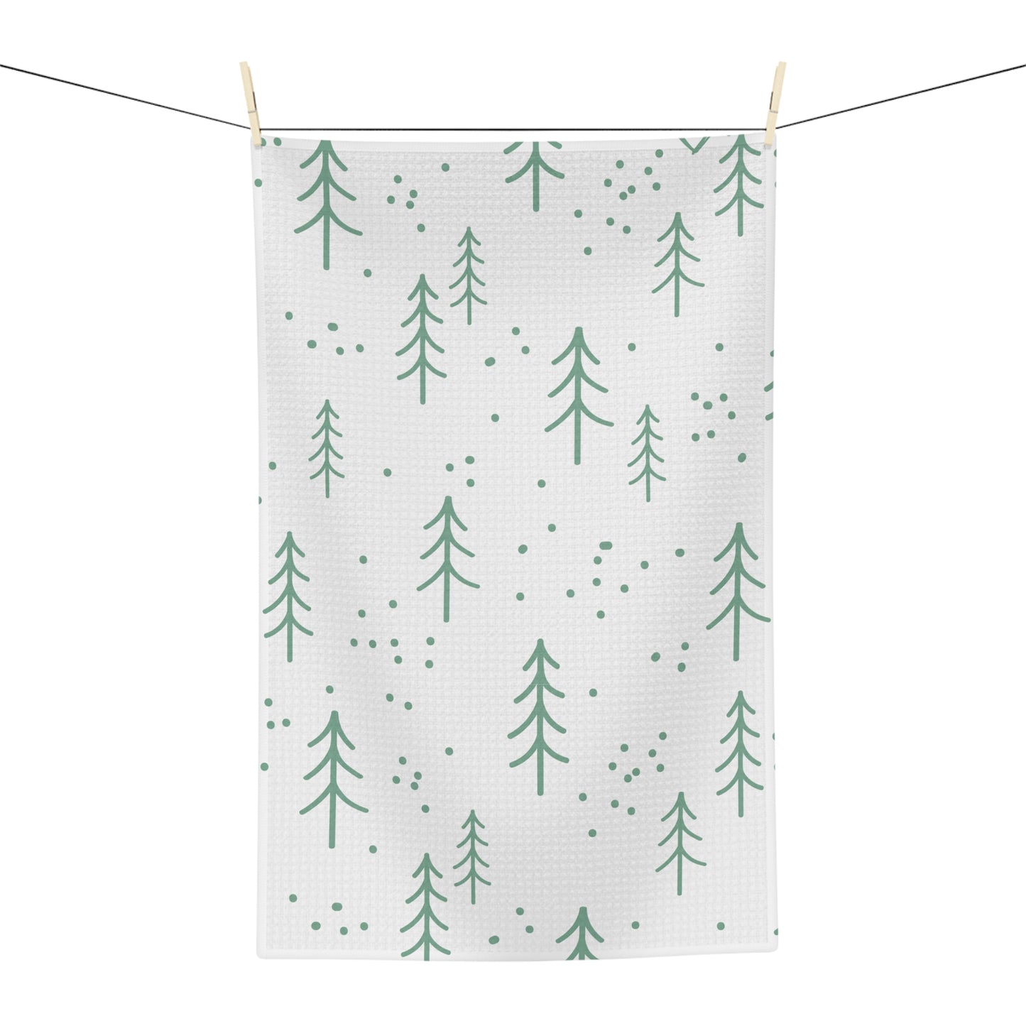 Evergreen Sprig Microfiber Tea Towel – Minimal Holiday Forest Kitchen Towel