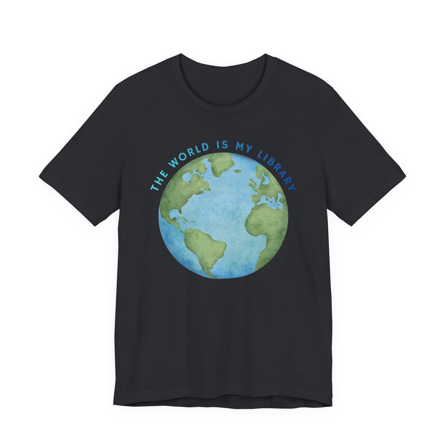 The World Is My Library T-Shirt — Earth Illustration Reading Travel Tee