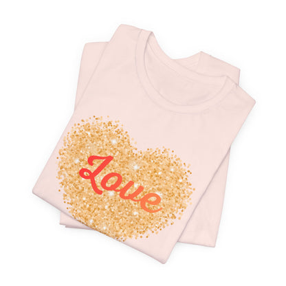 Gold Glitter Love Heart Graphic Tee
