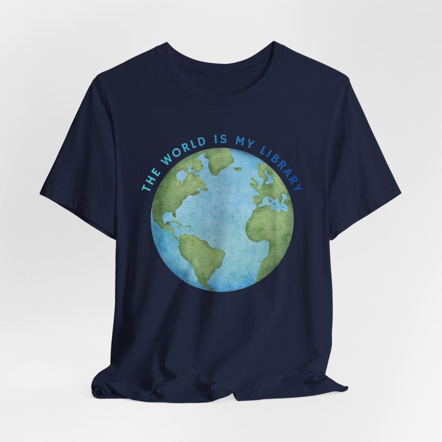 The World Is My Library T-Shirt — Earth Illustration Reading Travel Tee