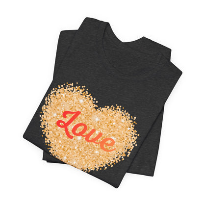 Gold Glitter Love Heart Graphic Tee