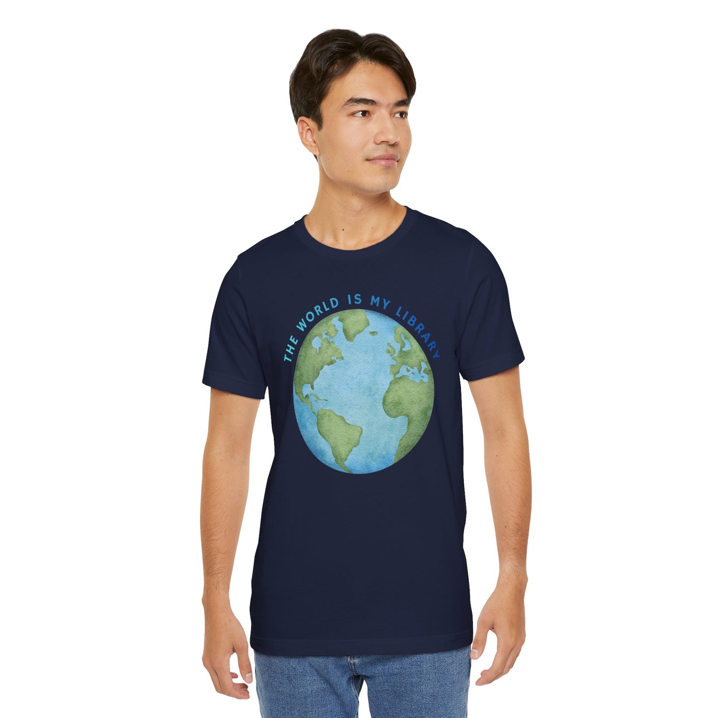 The World Is My Library T-Shirt — Earth Illustration Reading Travel Tee