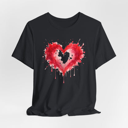 Watercolor Heart T-Shirt — Dripping Red Heart Tee