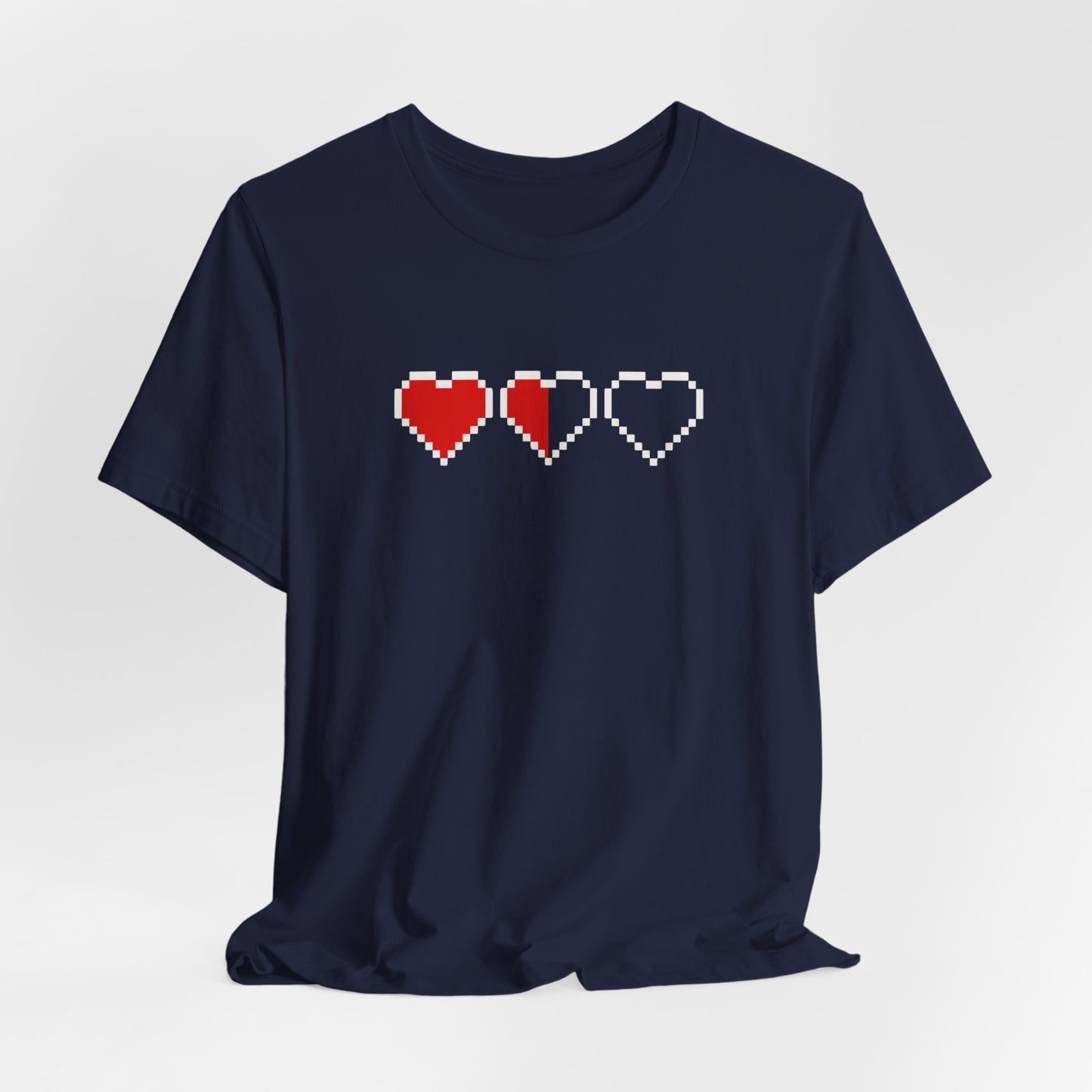 Pixel Heart Tee — Low Battery Love T‑Shirt