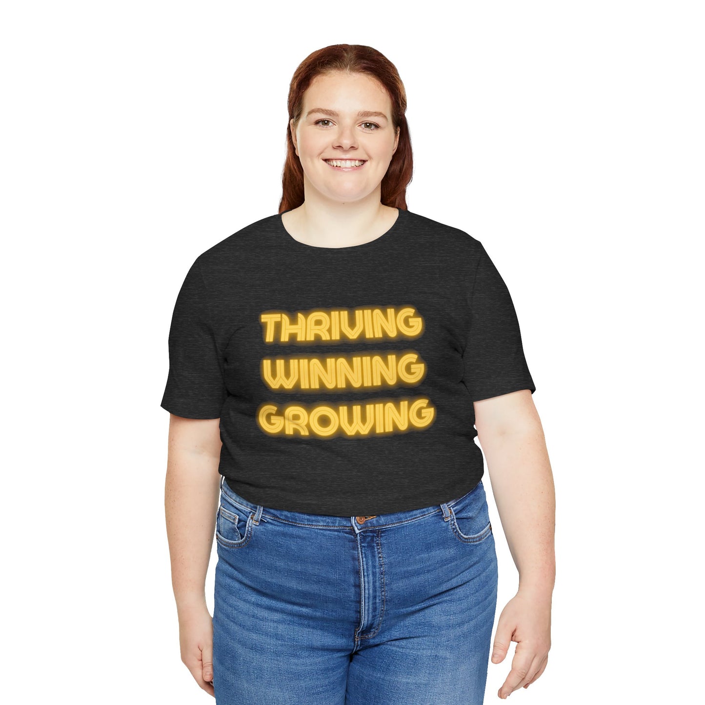 Thriving Winning Growing Shirt — Motivational Retro Neon Graphic T-Shirt