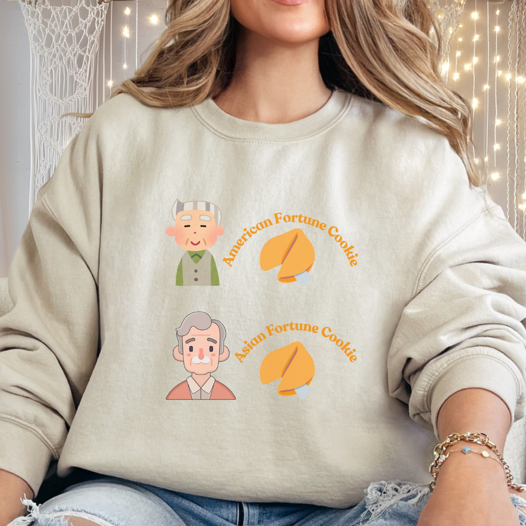 American vs Asian Fortune Cookie Crewneck – Funny Cozy Sweatshirt