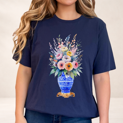 Classic Floral Vase – Minimal Feel-Good Unisex Tee