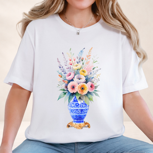 Classic Floral Vase – Minimal Feel-Good Unisex Tee