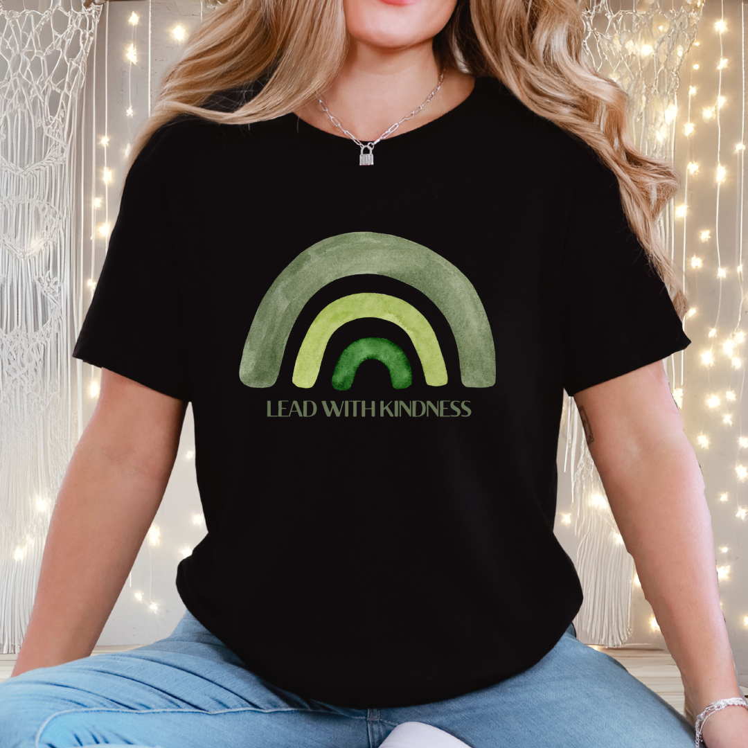 Lead With Kindness – Minimal Rainbow Graphic T-Shirt