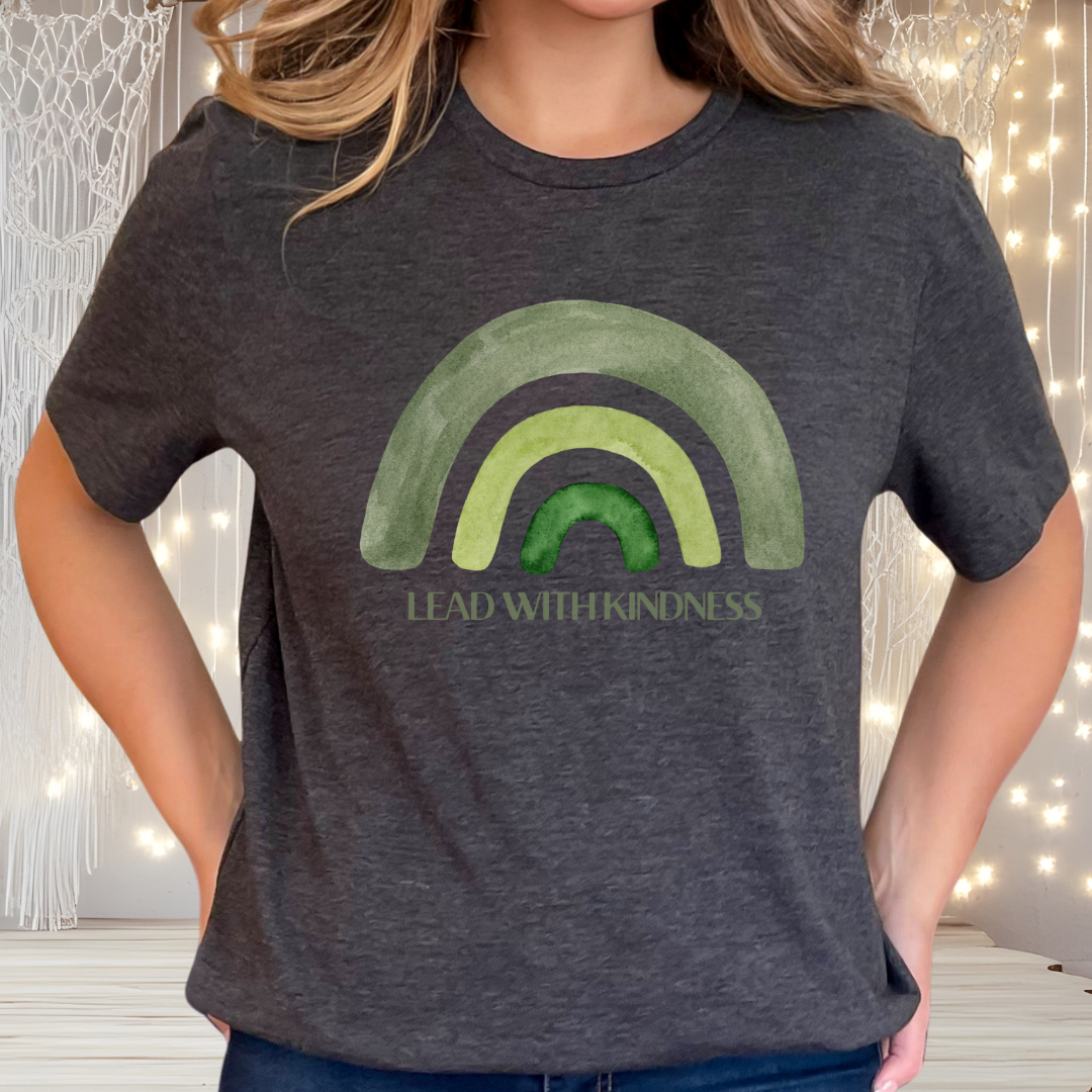 Lead With Kindness – Minimal Rainbow Graphic T-Shirt