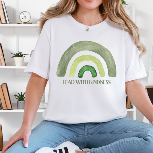 Lead With Kindness – Minimal Rainbow Graphic T-Shirt