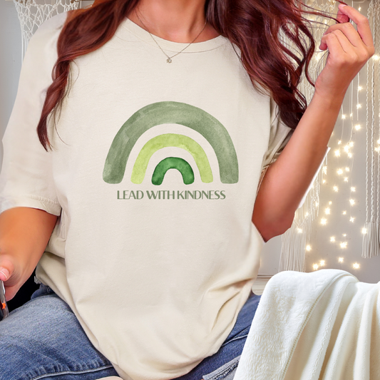 Lead With Kindness – Minimal Rainbow Graphic T-Shirt