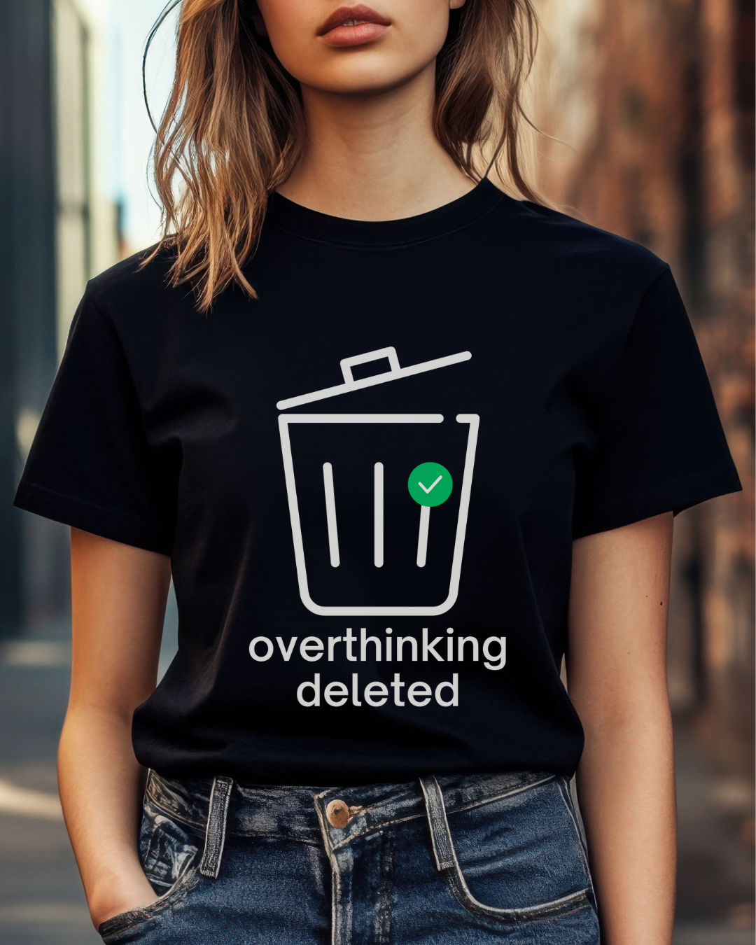 Overthinking Deleted Shirt – Minimalist Mental Health Humor Tee