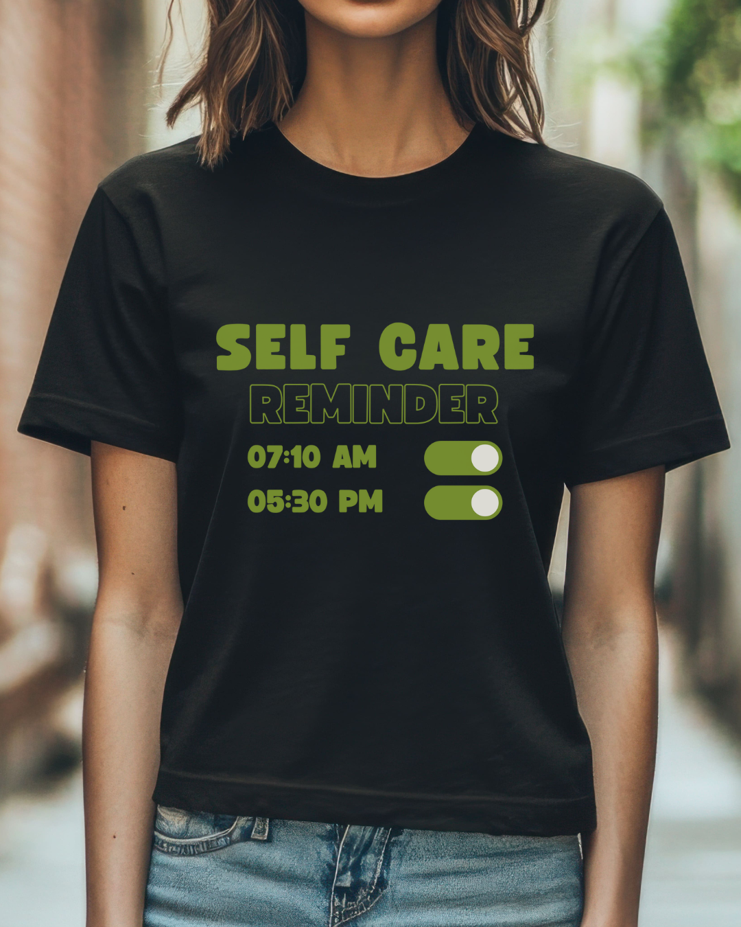 Self Care Reminder Tee – Minimalist Toggle Graphic Shirt