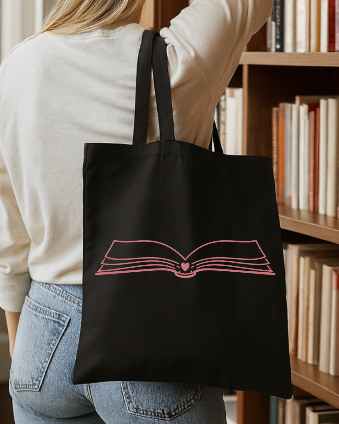 Book Lover Heart Tote