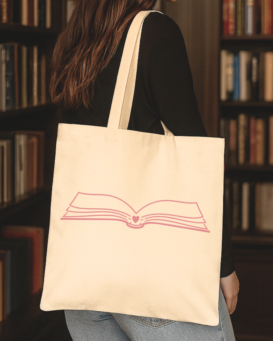 Book Lover Heart Tote