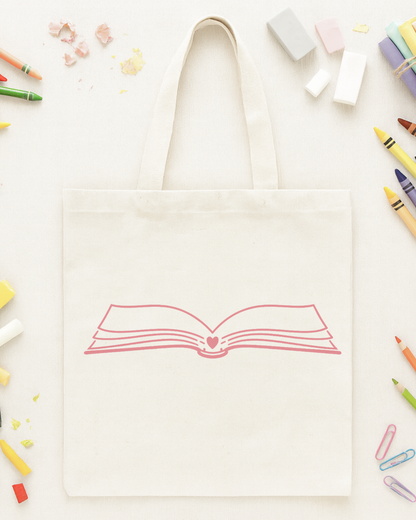 Book Lover Heart Tote