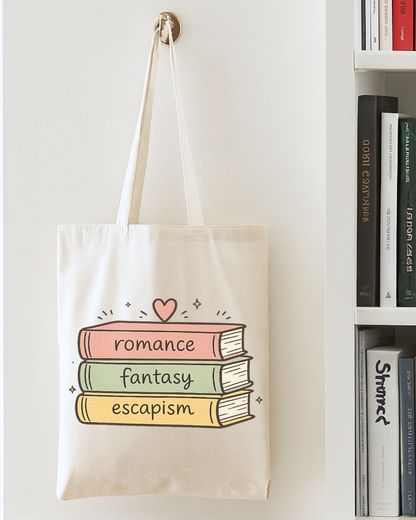 Book Lover Canvas Tote — Romance, Fantasy, Escapism Tote