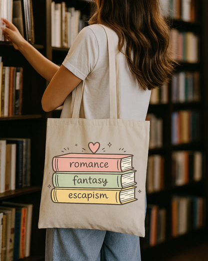 Book Lover Canvas Tote — Romance, Fantasy, Escapism Tote