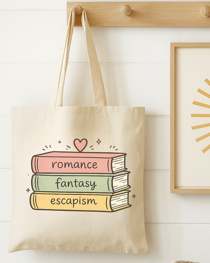 Book Lover Canvas Tote — Romance, Fantasy, Escapism Tote