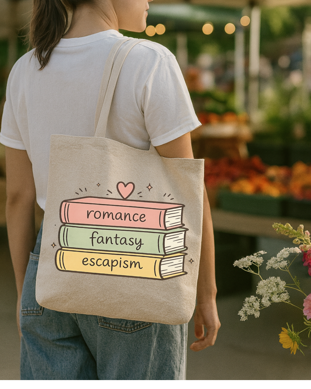 Book Lover Canvas Tote — Romance, Fantasy, Escapism Tote