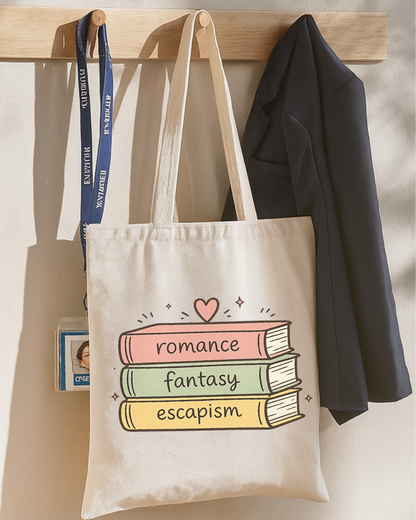 Book Lover Canvas Tote — Romance, Fantasy, Escapism Tote