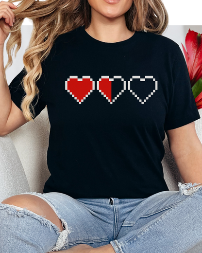 Pixel Heart Tee — Low Battery Love T‑Shirt