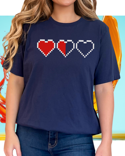 Pixel Heart Tee — Low Battery Love T‑Shirt
