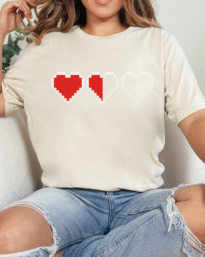 Pixel Heart Tee — Low Battery Love T‑Shirt