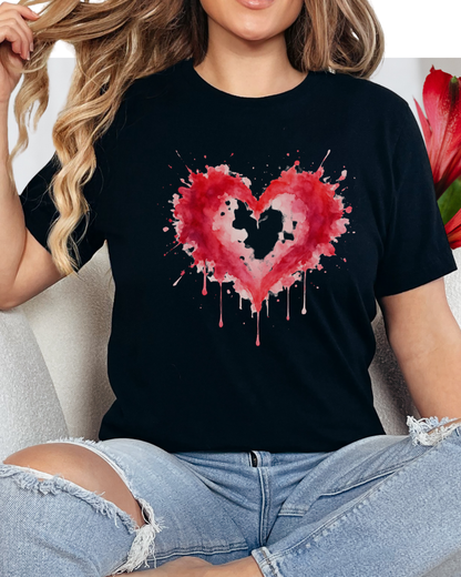 Watercolor Heart T-Shirt — Dripping Red Heart Tee