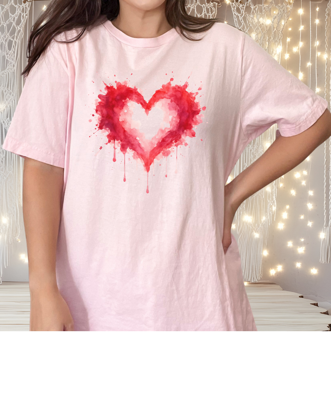 Watercolor Heart T-Shirt — Dripping Red Heart Tee