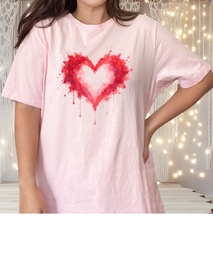 Watercolor Heart T-Shirt — Dripping Red Heart Tee