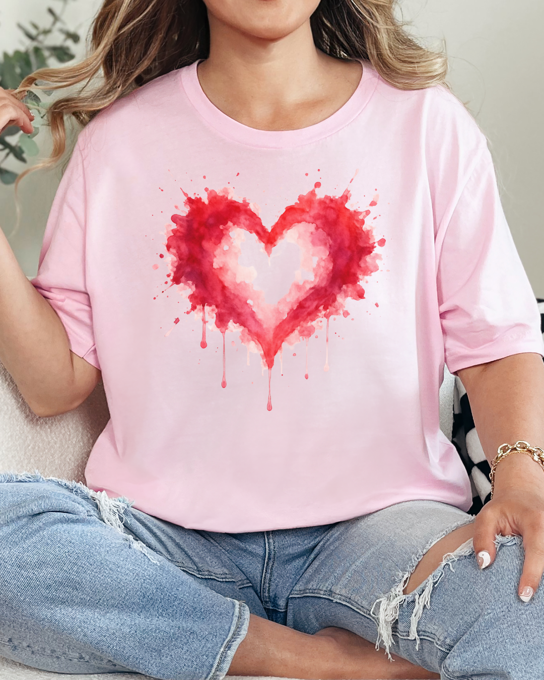 Watercolor Heart T-Shirt — Dripping Red Heart Tee