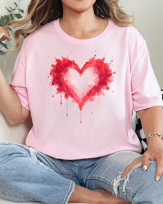 Watercolor Heart T-Shirt — Dripping Red Heart Tee