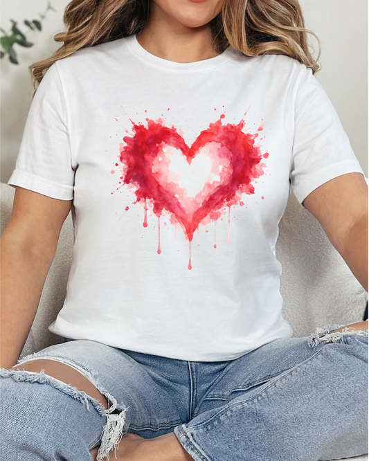 Watercolor Heart T-Shirt — Dripping Red Heart Tee