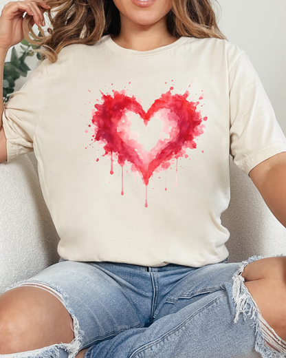 Watercolor Heart T-Shirt — Dripping Red Heart Tee