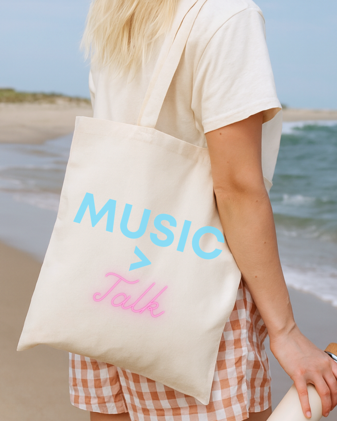 Music > Talk Cotton Canvas Tote, Lightweight Music Lover Grocery & Book Bag