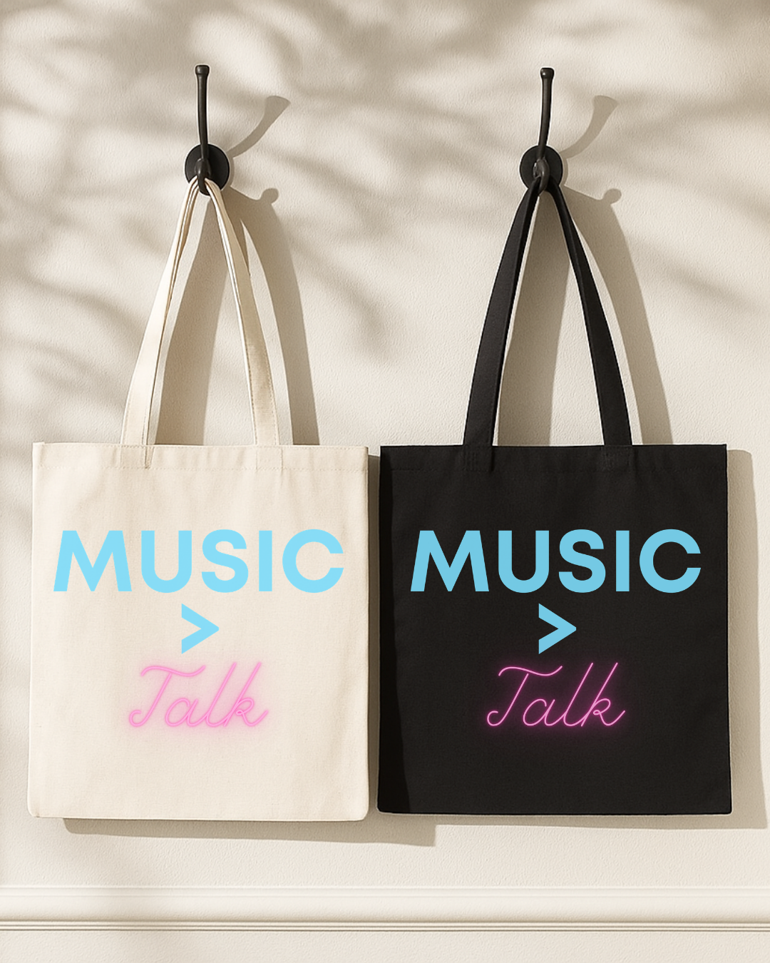 Music > Talk Cotton Canvas Tote, Lightweight Music Lover Grocery & Book Bag