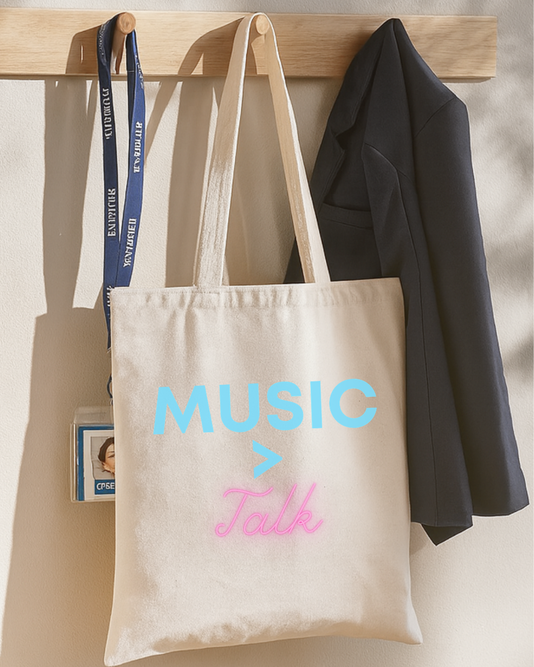 Music > Talk Cotton Canvas Tote, Lightweight Music Lover Grocery & Book Bag