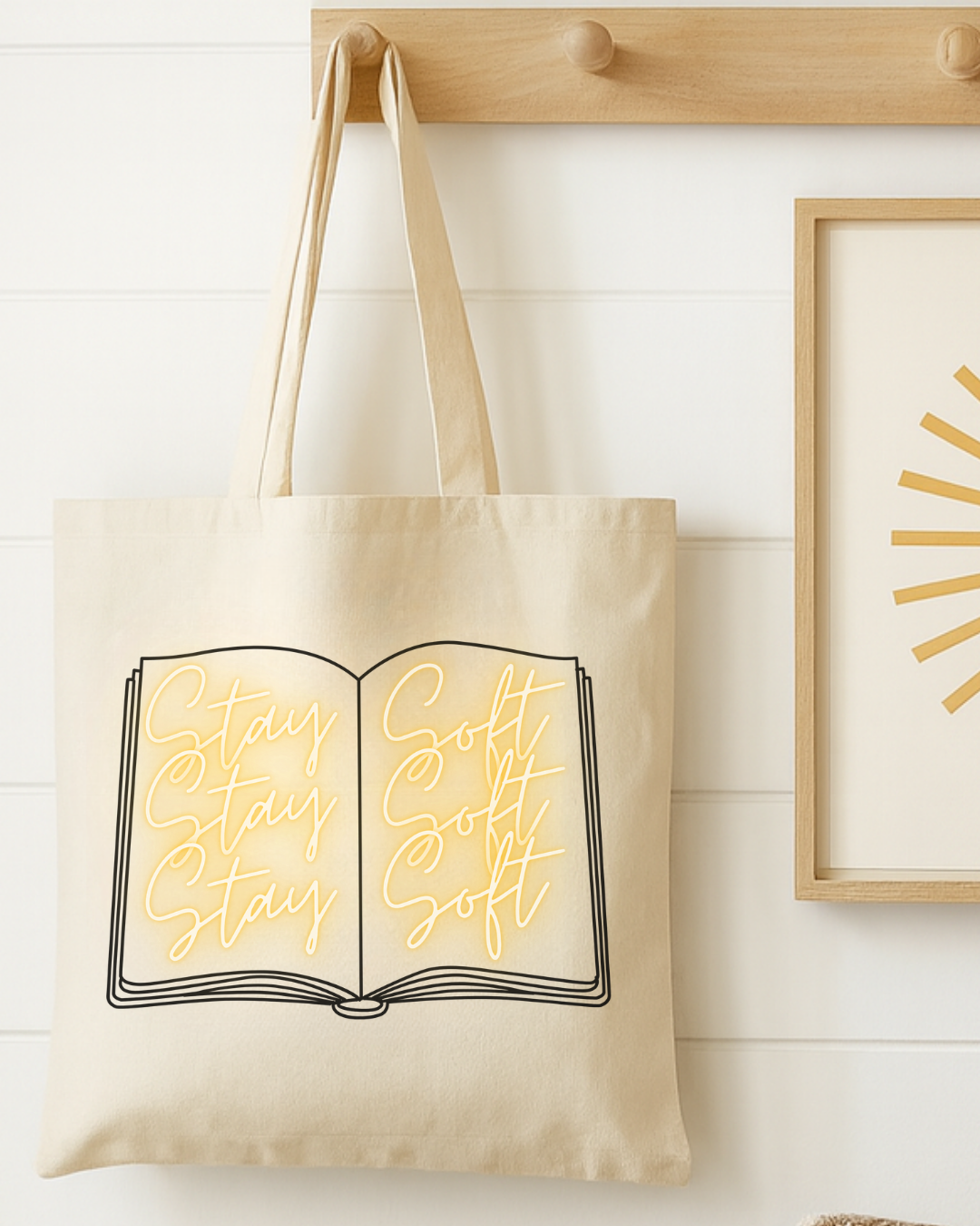 Book Lover Tote Bag — Illustrated Open Book Canvas Tote