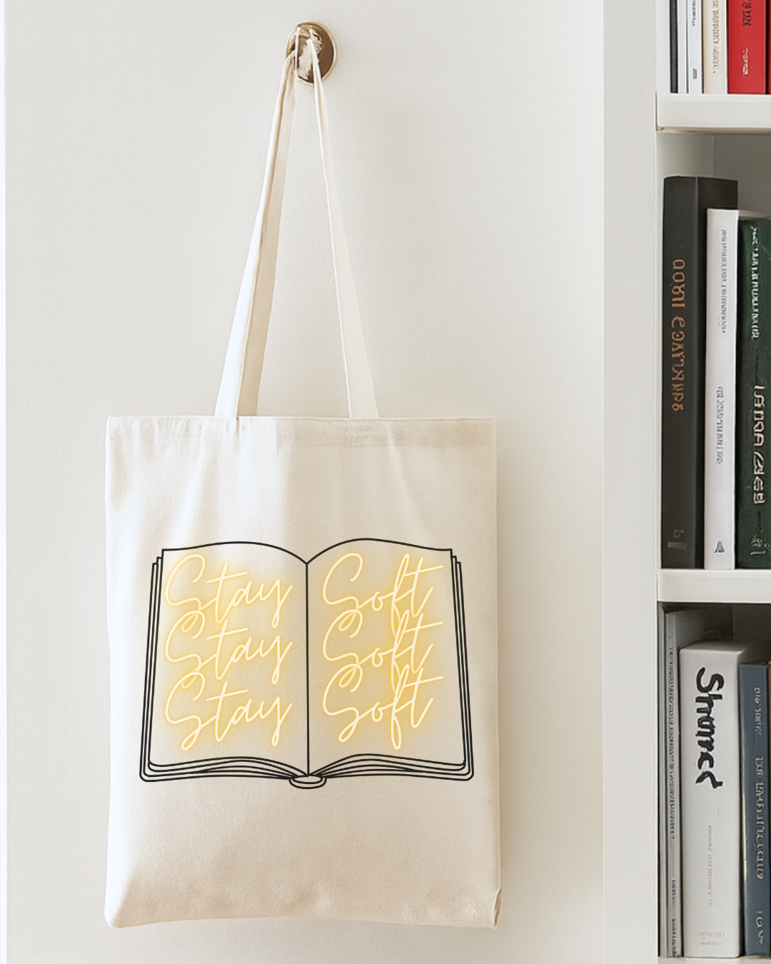 Book Lover Tote Bag — Illustrated Open Book Canvas Tote