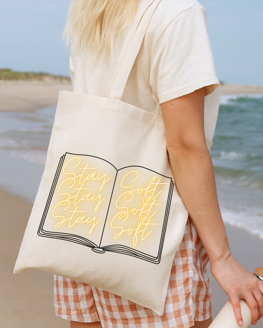 Book Lover Tote Bag — Illustrated Open Book Canvas Tote