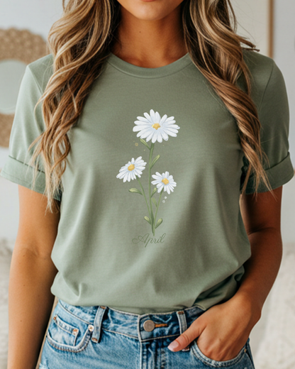 April Birthday Daisy T-shirt — Floral Tee