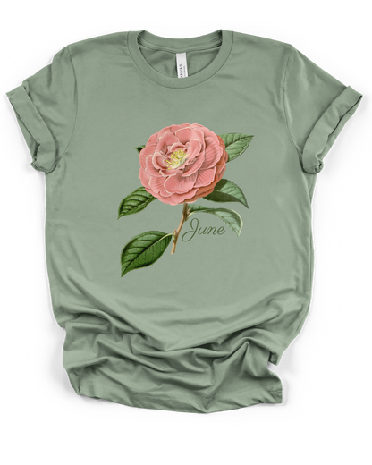June Birth Flower Tee – Rose | Love & Devotion
