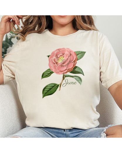 June Birth Flower Tee – Rose | Love & Devotion