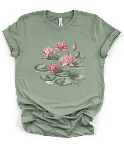 July Birth Flower Tee – Water Lily | Growth & Enlightenment